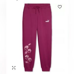 Puma Pink Track Pants with Floral Accents